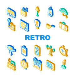 Fototapeta premium Retro Stuff Devices Collection Icons Set Vector