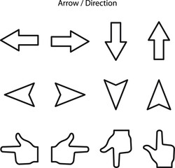 directions icon set isolated on white background from location collection. directions icon trendy and modern directions symbol for logo, web, app, UI. directions icon simple sign. icon set.