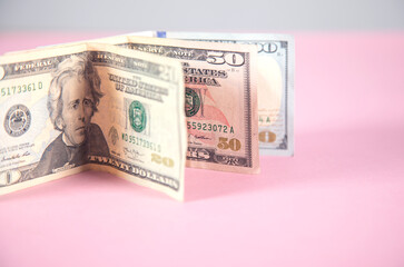 money on the pink background