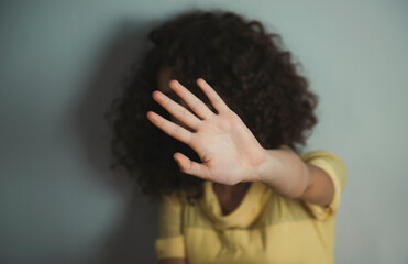 woman hand stop sign
