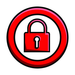Icon lock security protection 3d outlines
