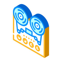reel-to-reel tape player isometric icon vector illustration