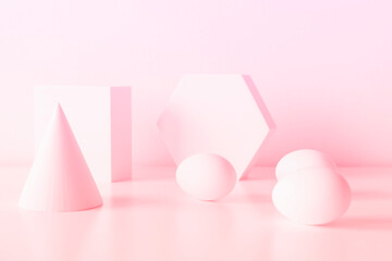 mid century moder composition of geometric shapes with egg