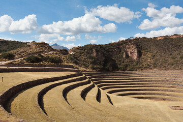 Fototapeta na wymiar Unique Inca circular terraces at Moray in Peru