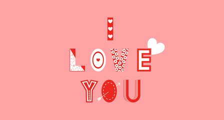 I love you. Cute poster. Greeting card for valentine\'s day and printing. Vector banner