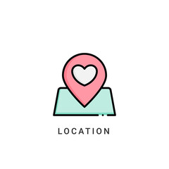 location love icon vector illustration. location love icon Lineal Color design.