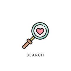 search love icon vector illustration. search love icon Lineal Color design.
