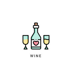 wine icon vector illustration. wine icon Lineal Color design.
