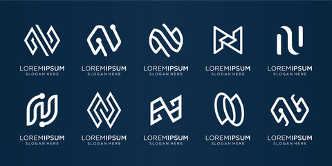 set of creative monogram N logo vector template. simple for icon business,line art,elegant. premium vector