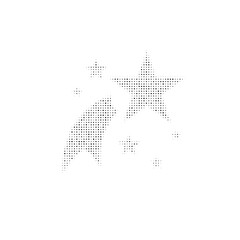 The fireworks symbol filled with black dots. Pointillism style. Vector illustration on white background