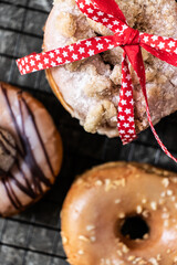 Vegan Donuts Made with Love wrapped with a Red Ribbon Valentine Day Gift Christmas Gift Sweet Gift 