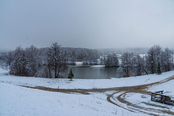 Winter Teich Schnee Wonderland 