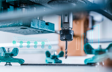 CNC milling machine cutting aluminium  part.