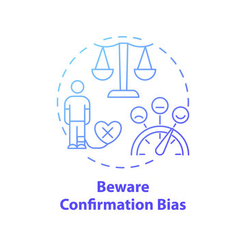 Bewaring confirmation bias concept icon. Fake news check idea thin line illustration. Supporting false news diffusion. Supporting prior beliefs and values. Vector isolated outline RGB color drawing