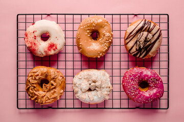 Vegan Donuts on a Pink Background 