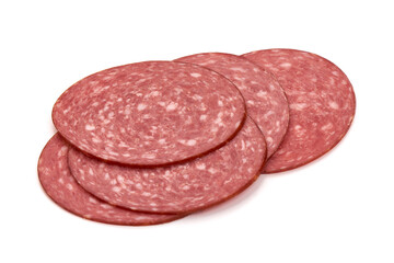 Salami sausage, isolated on white background