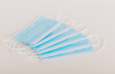 Medical mask on white background. Corona protection pollution, virus, flu and Health care and surgical concept.