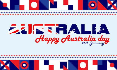 Australia Day is the official national day of Australia. Celebrated annually on 26 January. Greeting card, poster, banner concept. 