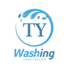 Fototapeta na wymiar TY Letter Design with Wash Logo. Modern Letter Logo Design in Water Wave icon