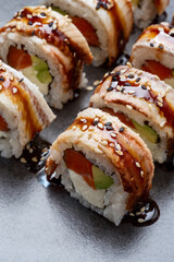 Sushi set canada roll with eel