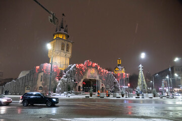 Moscow zoo in the evening of winter