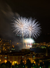 Bilbao celebrating its parties with fireworks.