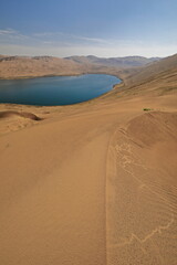 South Nuoertu lake-view from western megadune-Badain Jaran desert. Inner Mongolia-China-1191