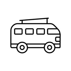 Camper road trip vehicle line icon