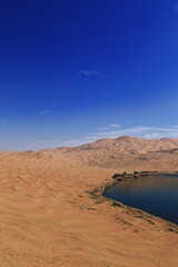 NE.corner Nuoertu lake-view from western megadune-Badain Jaran desert. Inner Mongolia-China-1196