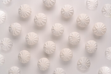 pattern white seashell.top view.white background.