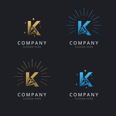 Letter K with luxury abstract diamond logo template