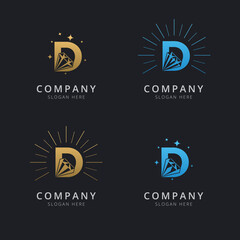 Letter D with luxury abstract diamond logo template