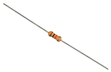 The resistor is carbon. The main component in electronics. Close up, isolated.