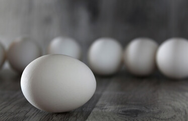 white chicken eggs on the table