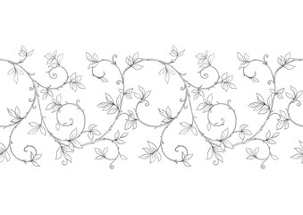 Floral Seamless pattern, background In art nouveau style, vintage, old, retro style. Outline vector illustration Isolated on white background..