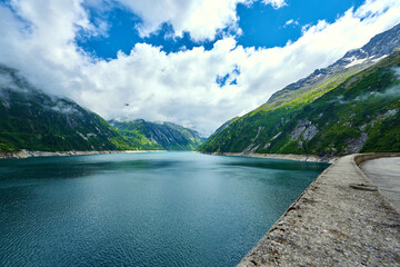 Zillergrundl Dam.  An arch dam on the Ziller River in the upper Ziller Valley. Tyrol, Austria