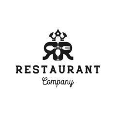 Initial Letter RR with Spoon Fork and Wine for Restaurant logo design