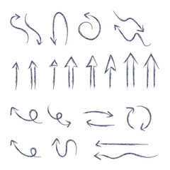 Hand drawn arrows collection. Arrow doodle set. Hand drawn graphic elements.