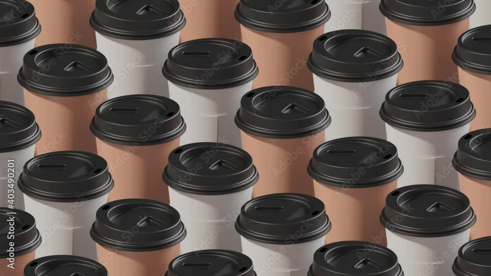 Poster two colored coffee cups background. 3d abstract render with bright light and shadows. coffee cups pa