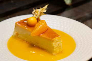 Tangerine Pudding - Caramelized Pudding Dessert with Tangerine