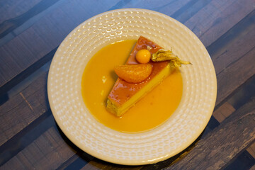 Tangerine Pudding - Caramelized Pudding Dessert with Tangerine