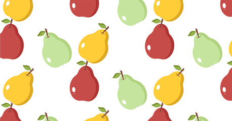 Pear pattern. Sketch background. Food print for kitchen tablecloth, curtain or dishcloth.