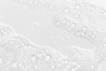 Foam bubble from soap or shampoo for washing isolated on white background from above