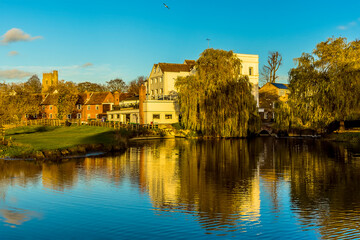 Reflections on the River Stour on the western edge of Sudbury, Suffolk