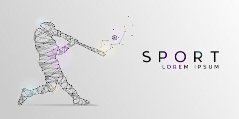 Particles geometric line art and dot of baseball sport design background