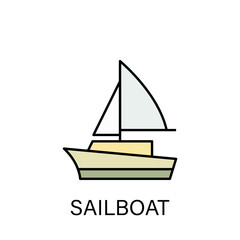 sailboat ship sea transport outline icon. Signs and symbols can be used for web, logo, mobile app, UI, UX