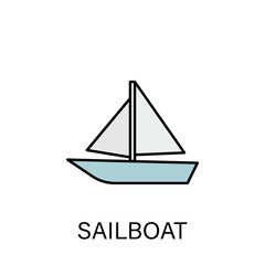 sailboat ship sea transport outline icon. Signs and symbols can be used for web, logo, mobile app, UI, UX