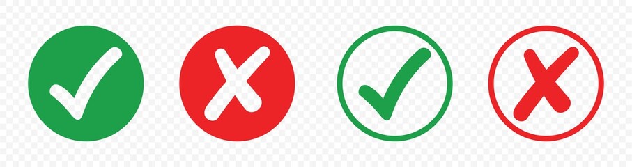 checkmark and X mark icon, buttons isolated on a transparent background. for apps and websites.
