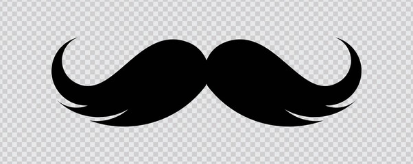 Mustache Icon Set. Black Old style mustaches  isolated on transparent background. Vector illustration