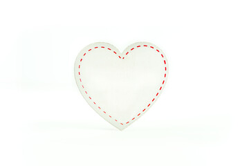 Mockup. Wooden heart isolated on white background. Blank place for your text. Congratulations with Valentine's, happy Birthday. Holiday greetings